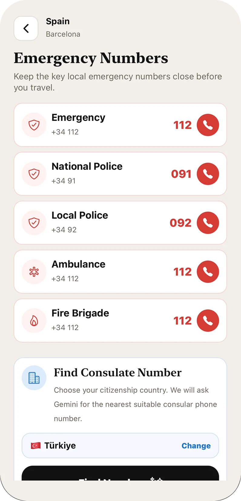 WaySay — Emergency numbers